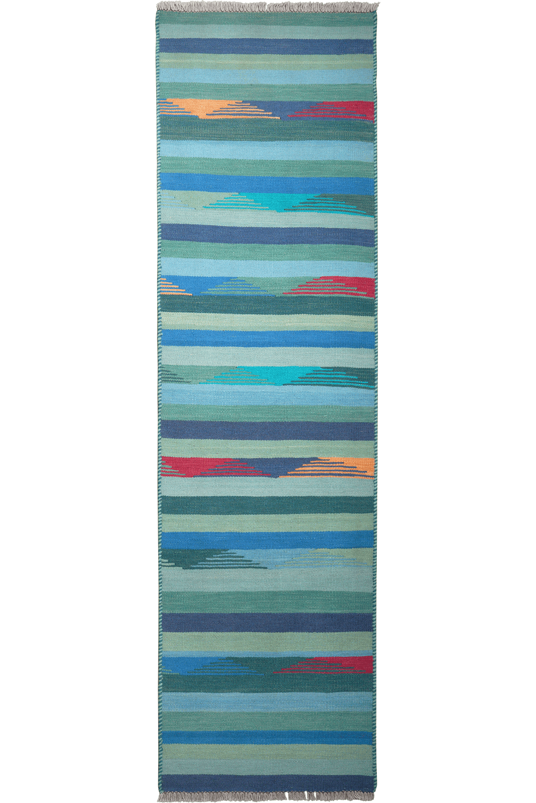Kelim Gashgai — Handmade, 70x253 cm, Blue, 100% Virgin Wool | Main view