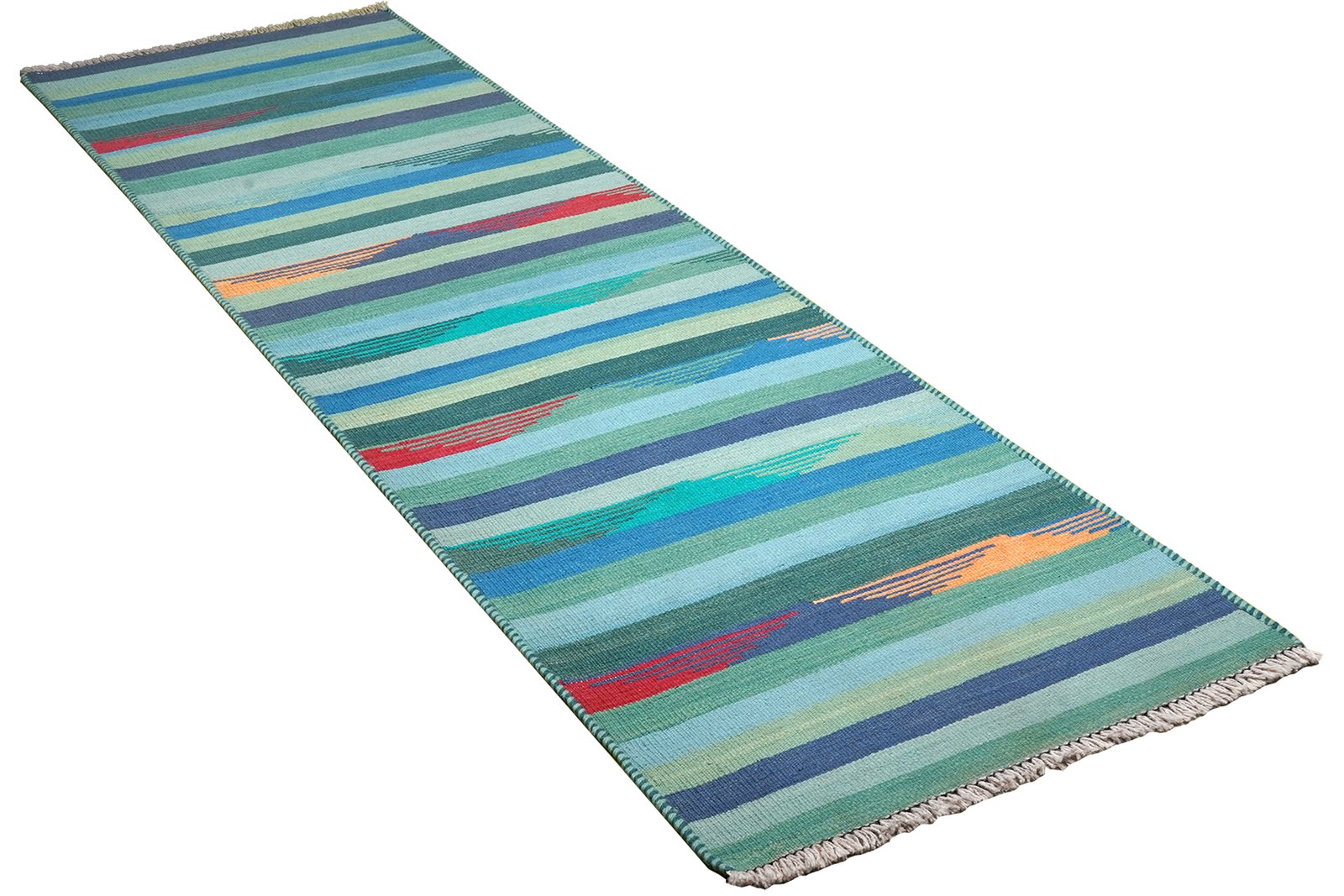 Kelim Gashgai — Handmade, 70x253 cm, Blue, 100% Virgin Wool | View 4
