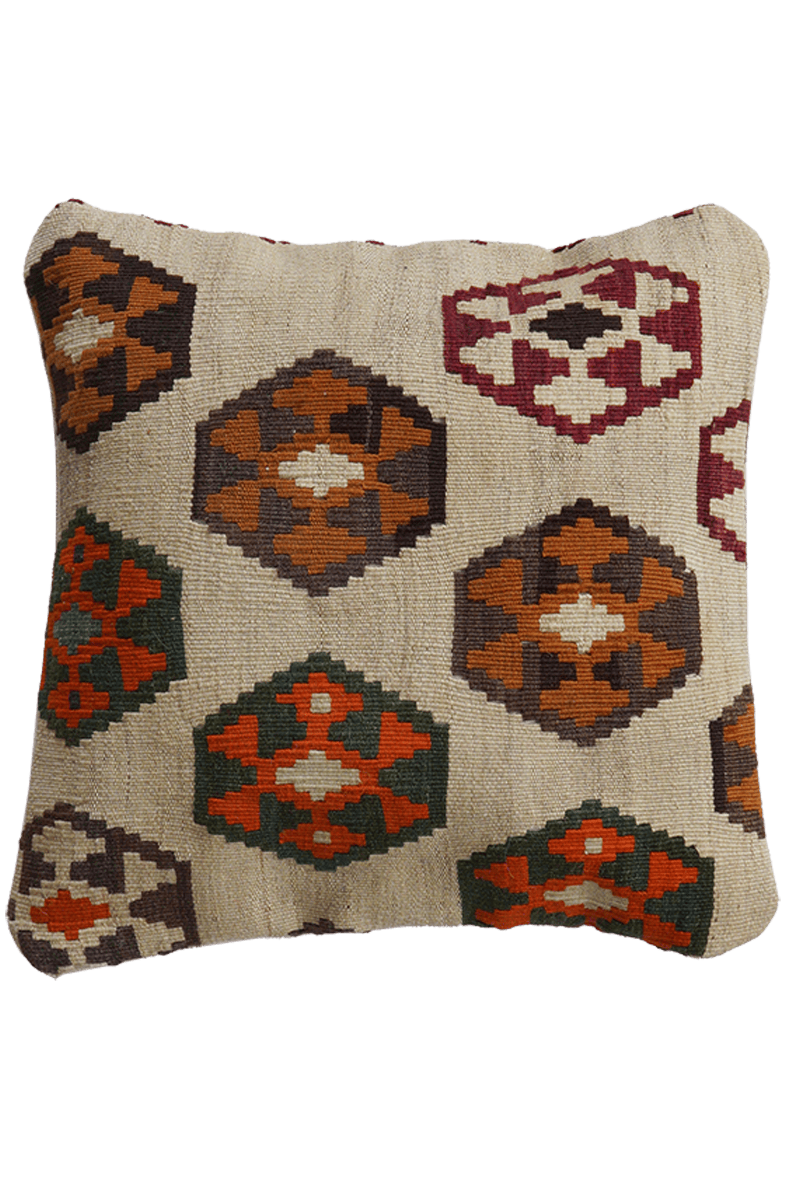 Kelim Kissen — Handmade, 40x40 cm, Multicolor, 100% Virgin Wool | Main view