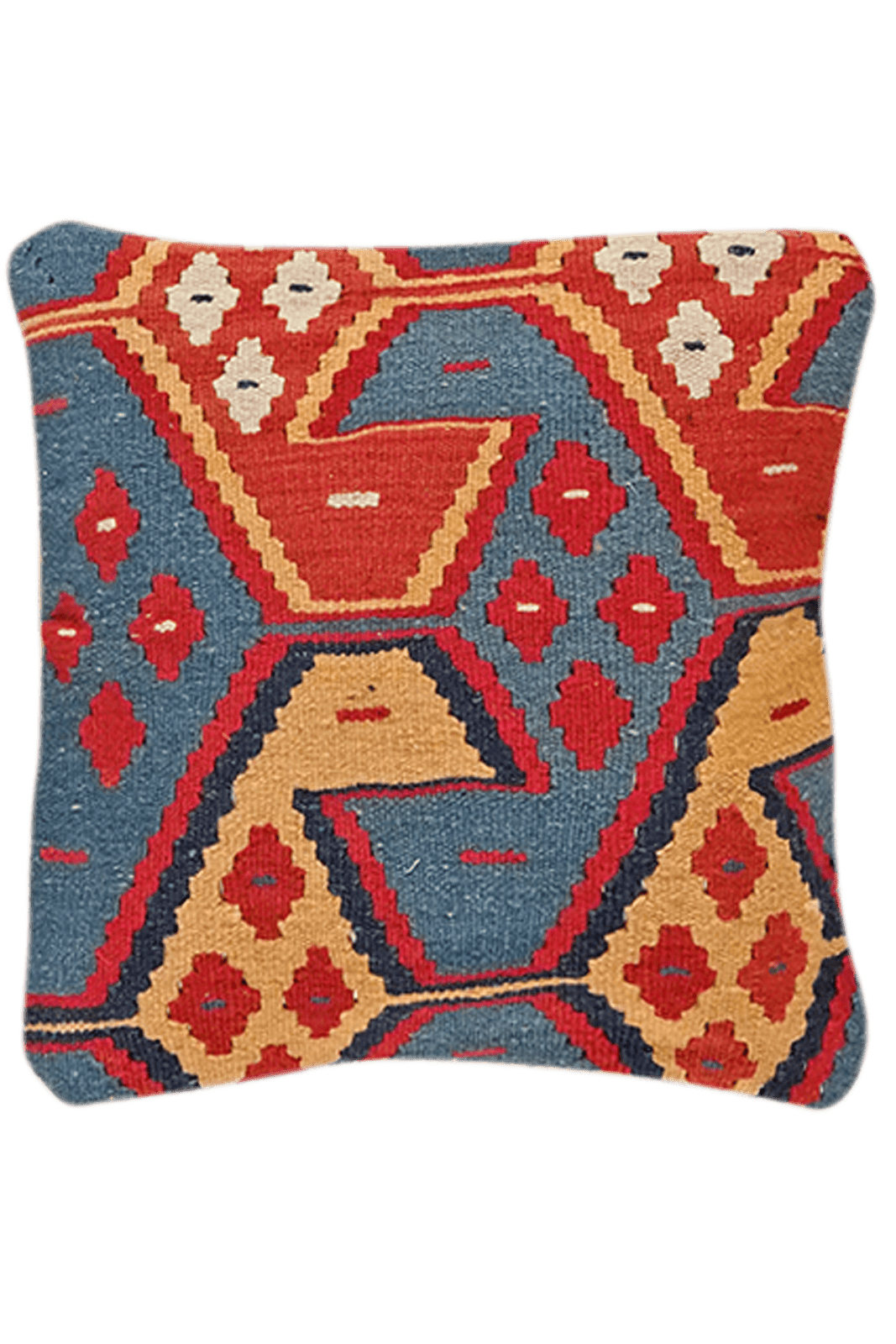 Kelim Kissen — Handmade, 40x40 cm, Multicolor, 100% Virgin Wool | Main view