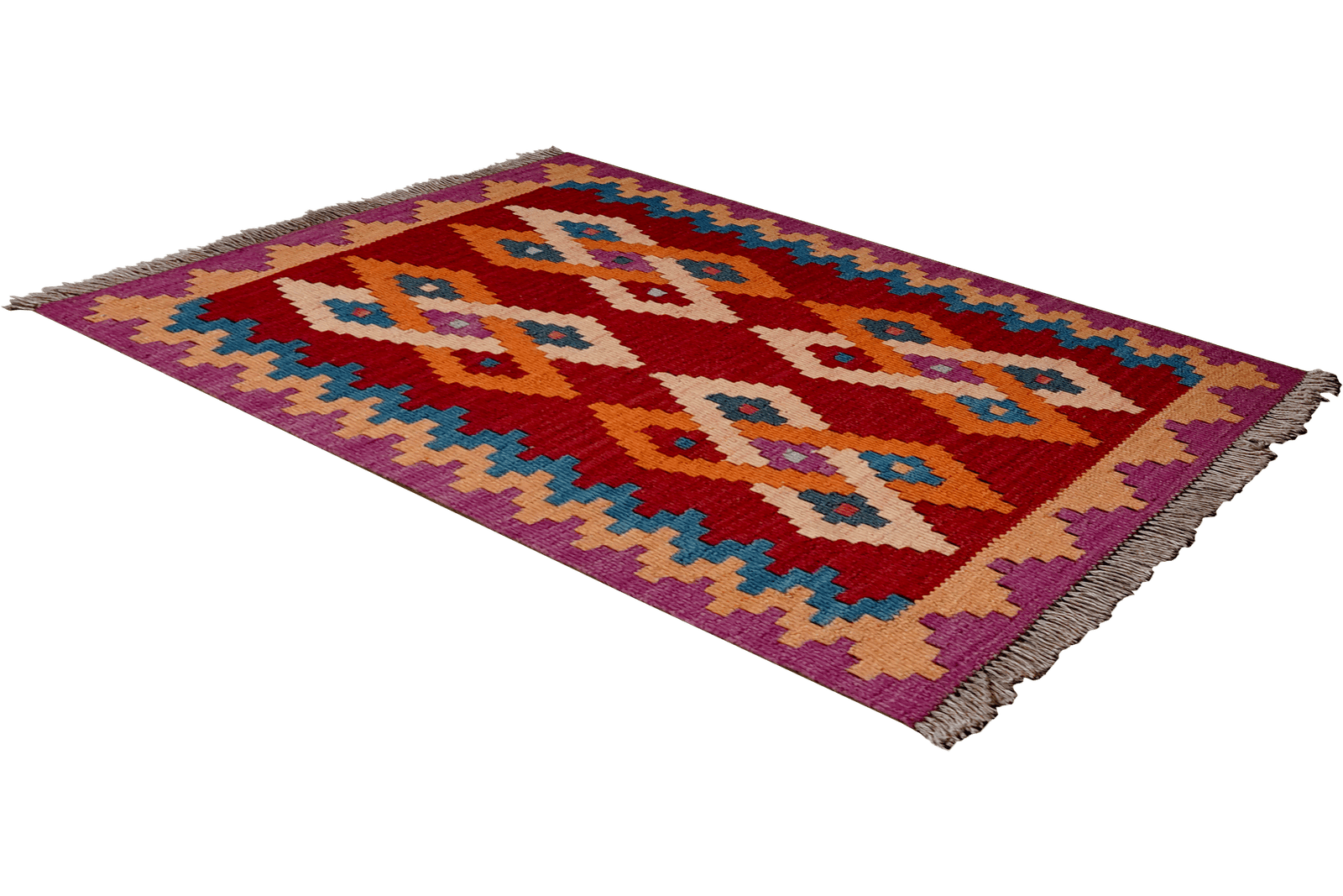 Kelim Gashgai — Handmade, 63x89 cm, Red, 100% Virgin Wool | View 4