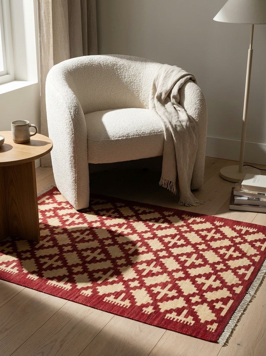 Kelim Gashgai — Handmade, 82x122 cm, Beige, 100% Virgin Wool | Detail view