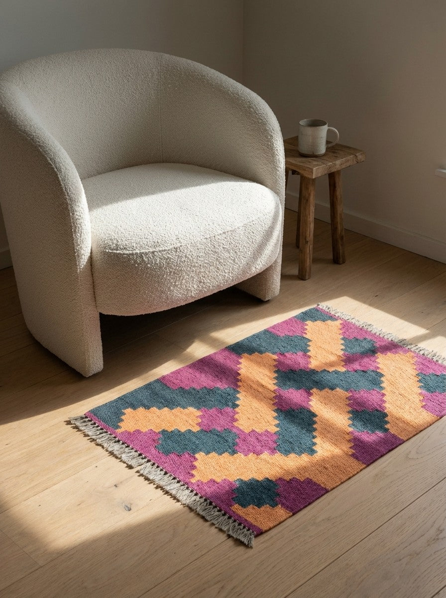Kelim Gashgai — Handmade, 42x62 cm, Multicolor, 100% Virgin Wool | Detail view
