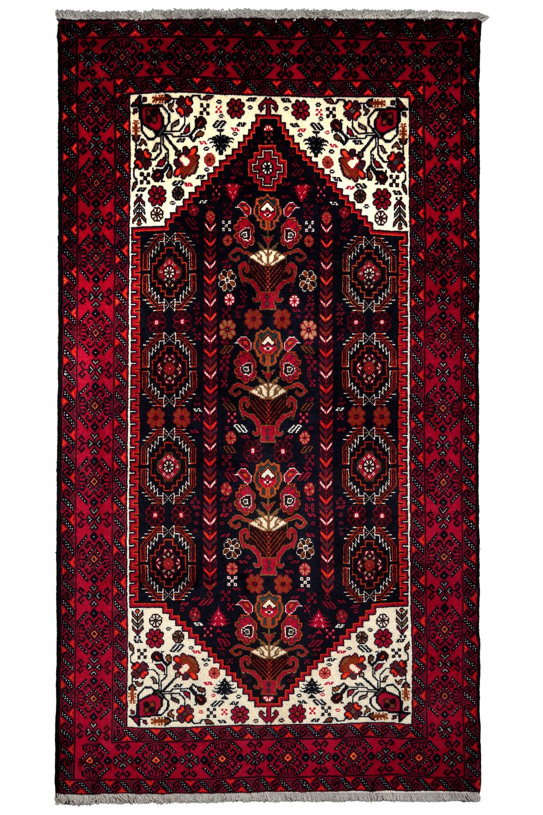 Belutch — Hand-knotted, 103x192 cm, Black, 100% Virgin Wool | Main view