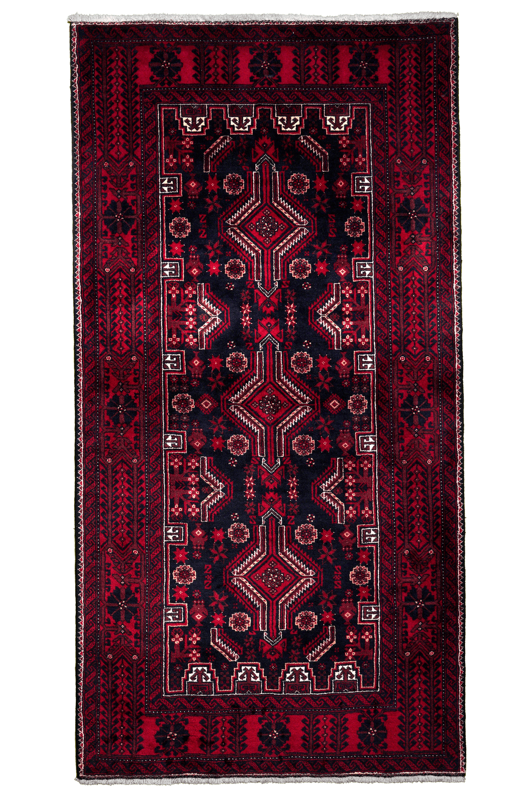Belutch — Hand-knotted, 100x194 cm, Black, 100% Virgin Wool | Main view