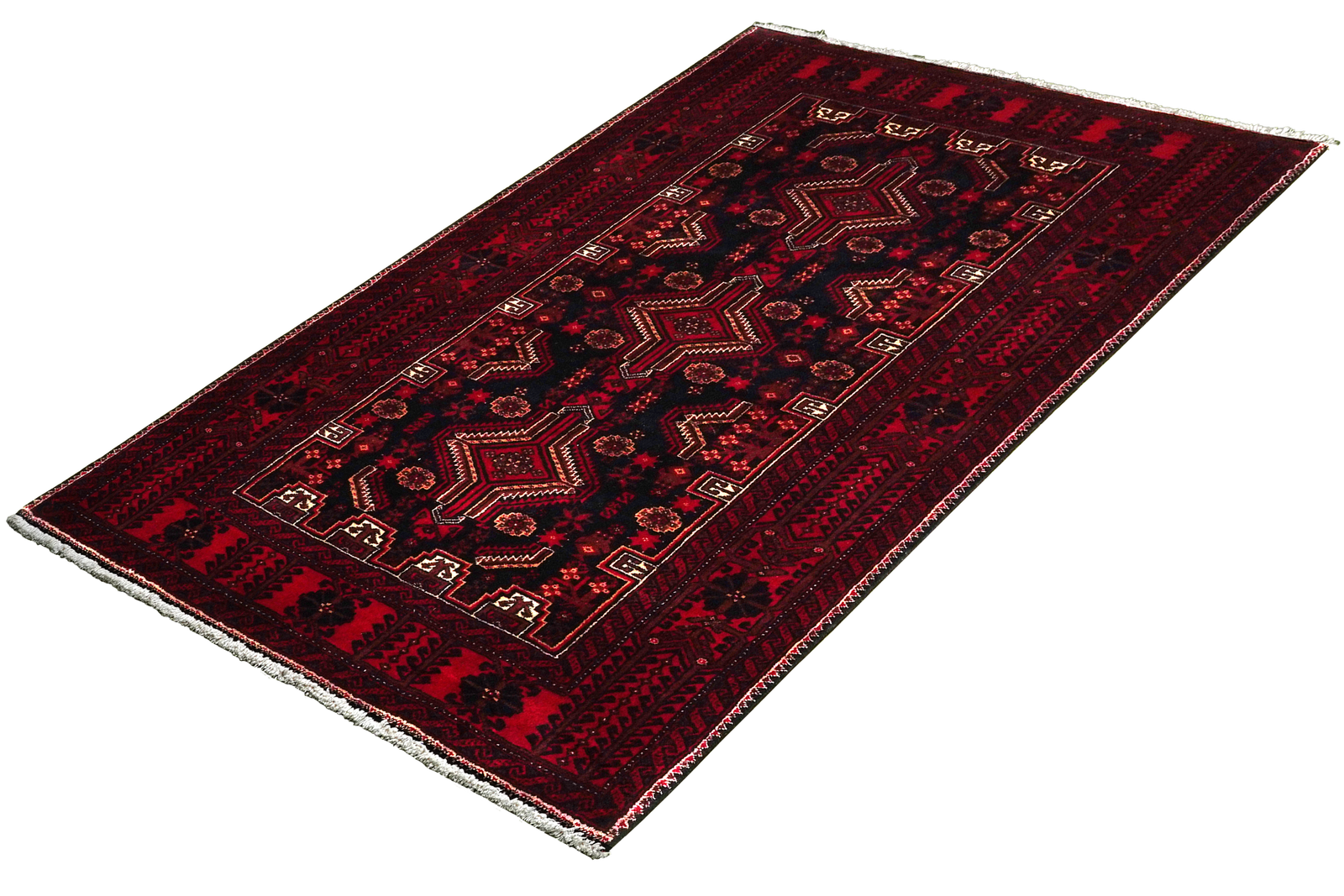 Belutch — Handgefertigt, 194x100 cm, Rot, 100% Virgin Wool | View 6