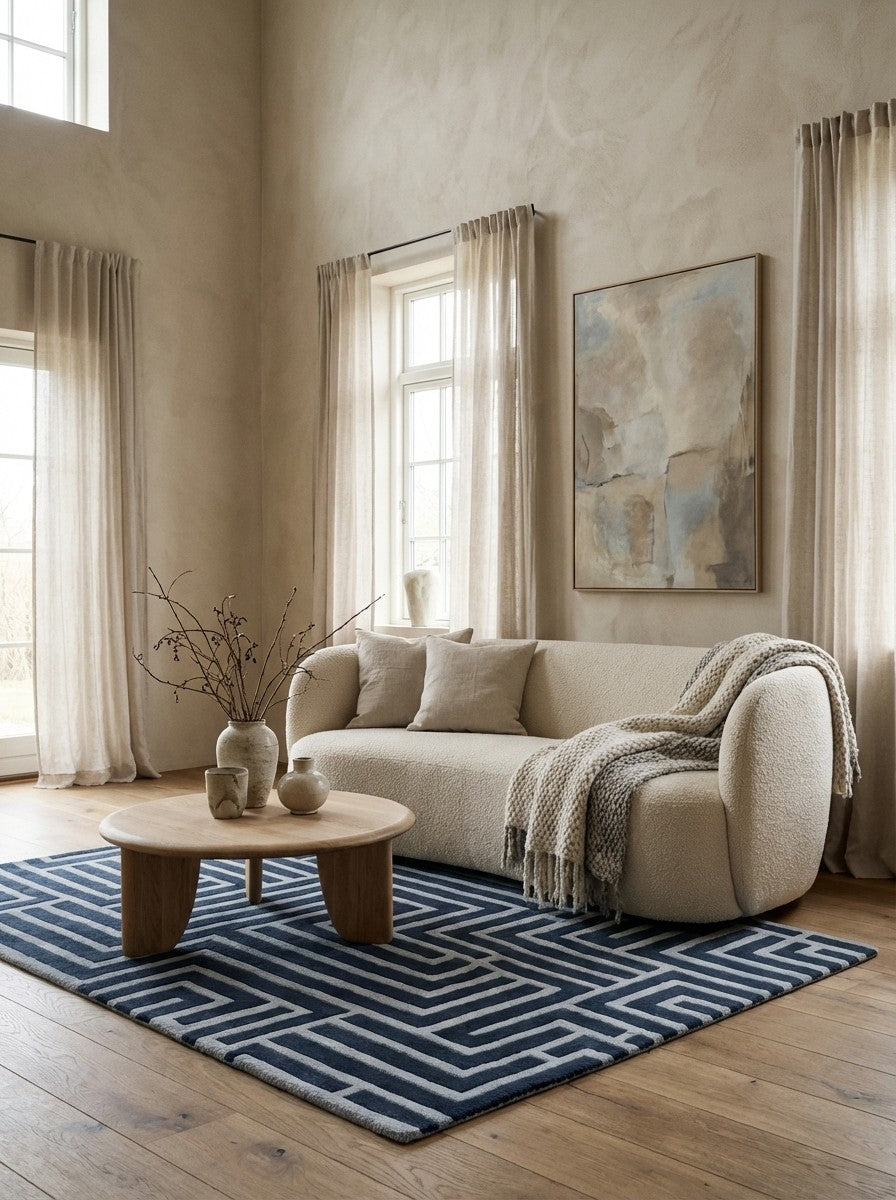 Skyline — Hand-knotted, 240x170 cm, Blue, 50% Schurwolle, 50% Viskose | Detail view