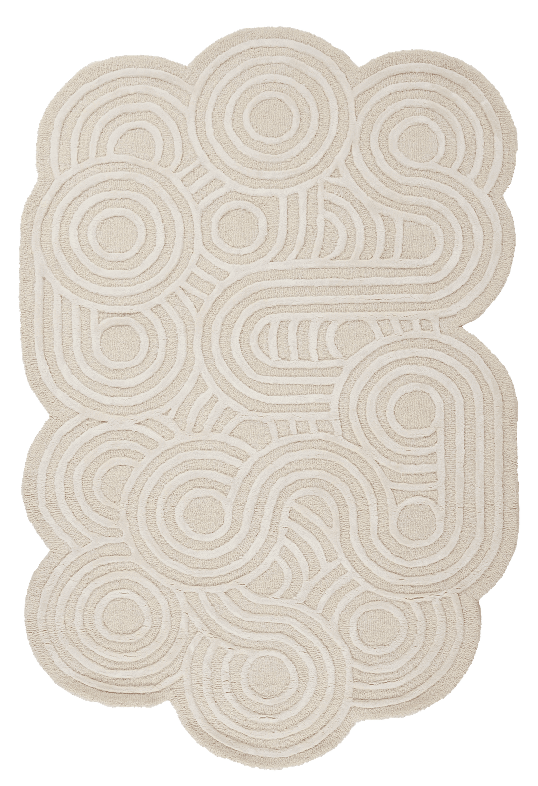 Circle Maze — Hand-knotted, 180x120 cm, Beige, 50% Schurwolle, 50% Viskose | Main view