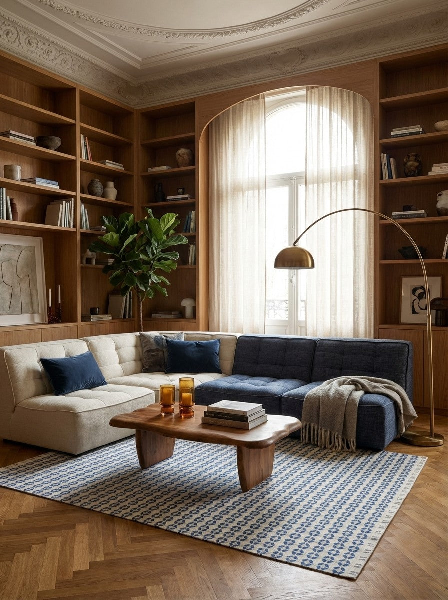 Dhurrie — Handmade, 230x160 cm, Beige, 40% Schurwolle, 60% Baumwolle | Back view