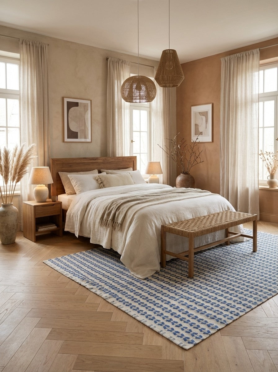 Dhurrie — Handmade, 290x200 cm, Beige, 40% Schurwolle, 60% Baumwolle | Detail view