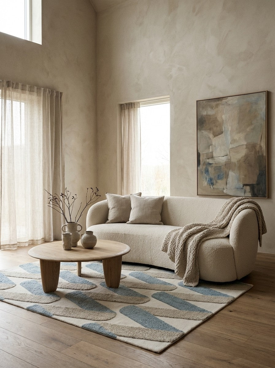 Cindy — Hand-knotted, 230x160 cm, Beige, 100% Virgin Wool | Detail view