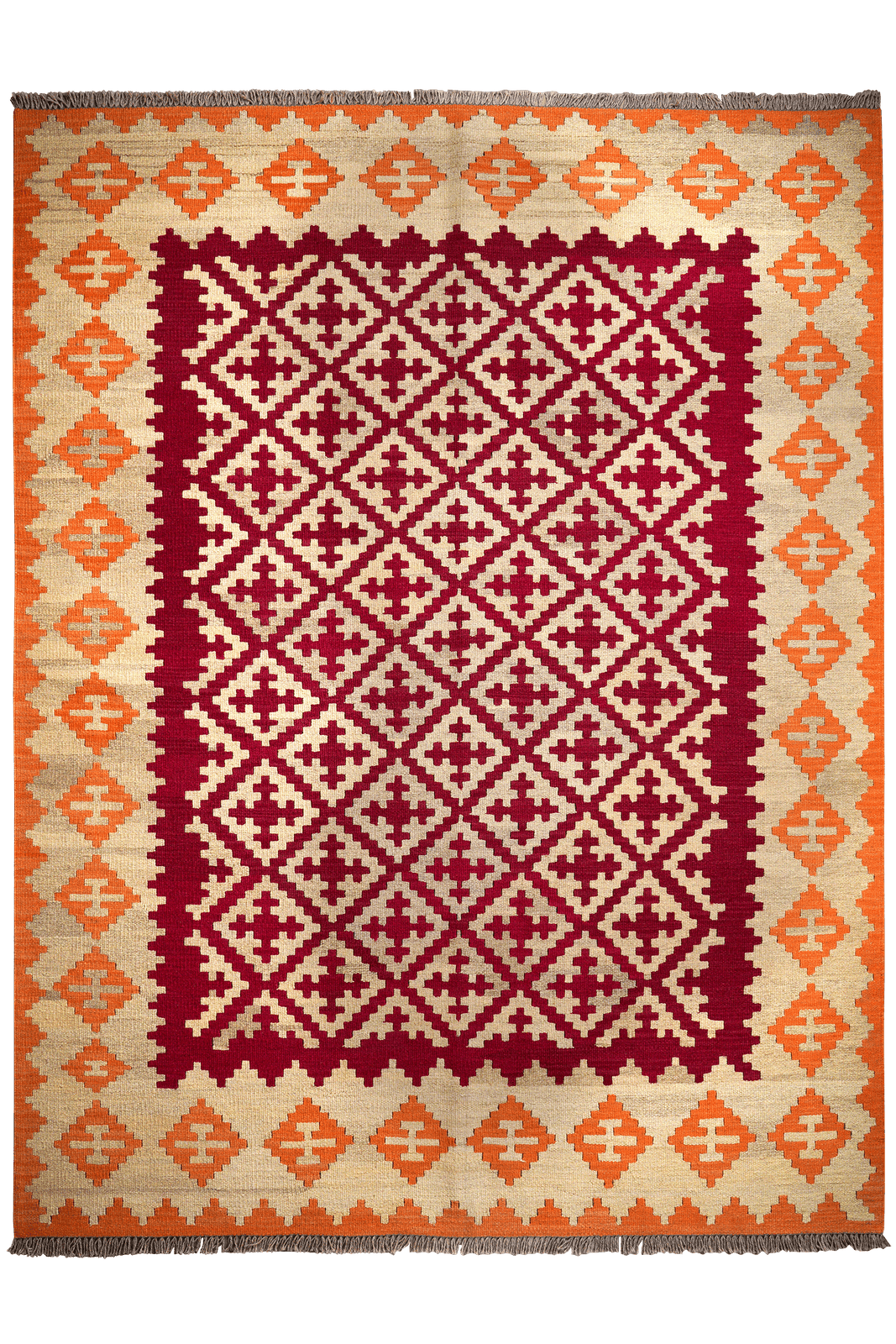 Kelim Gashgai — Handmade, 176x230 cm, Red, 100% Virgin Wool | Main view