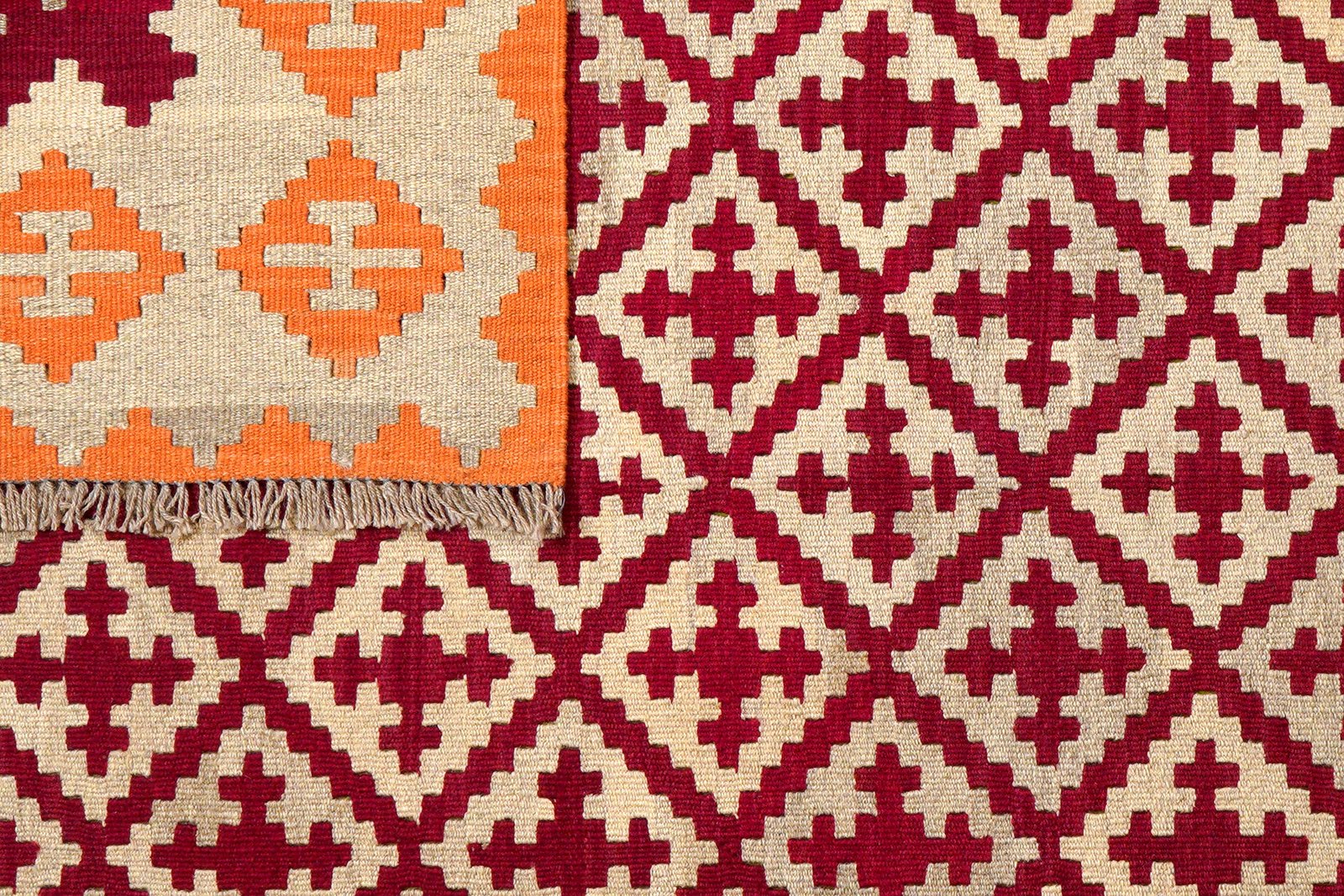 Kelim Gashgai — Handmade, 176x230 cm, Red, 100% Virgin Wool | View 6