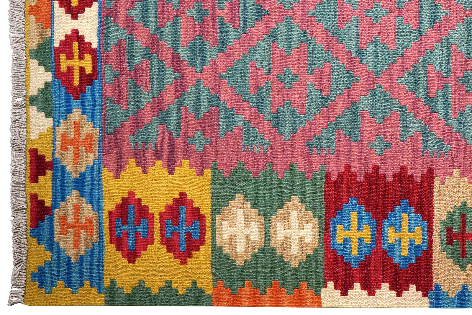 Kelim Gashgai — Handmade, 151x193 cm, Pink, 100% Virgin Wool | View 3