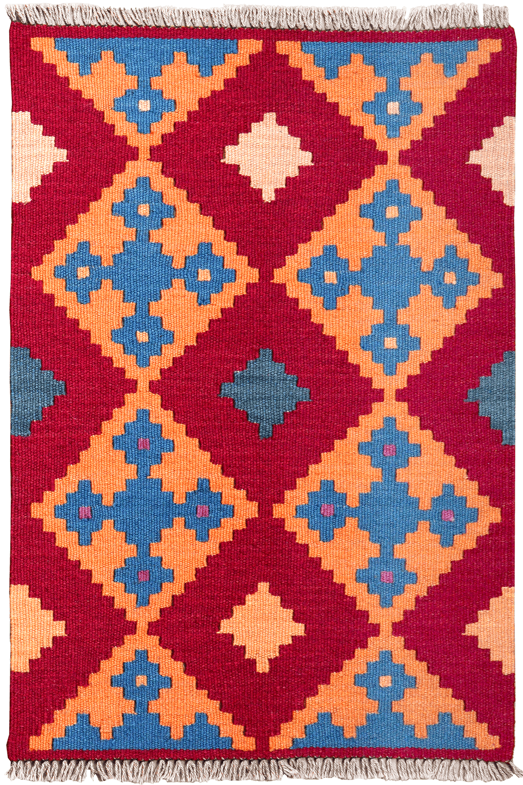 Kelim Gashgai — Handmade, 63x91 cm, Red, 100% Virgin Wool | Main view