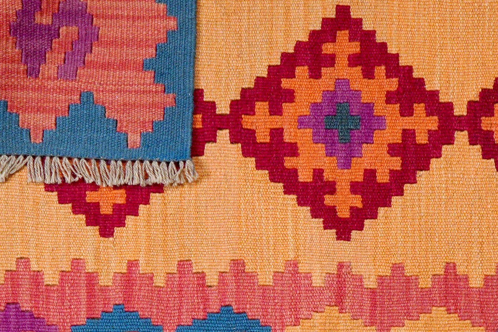 Kelim Gashgai — Handmade, 85x125 cm, Orange, 100% Virgin Wool | View 6