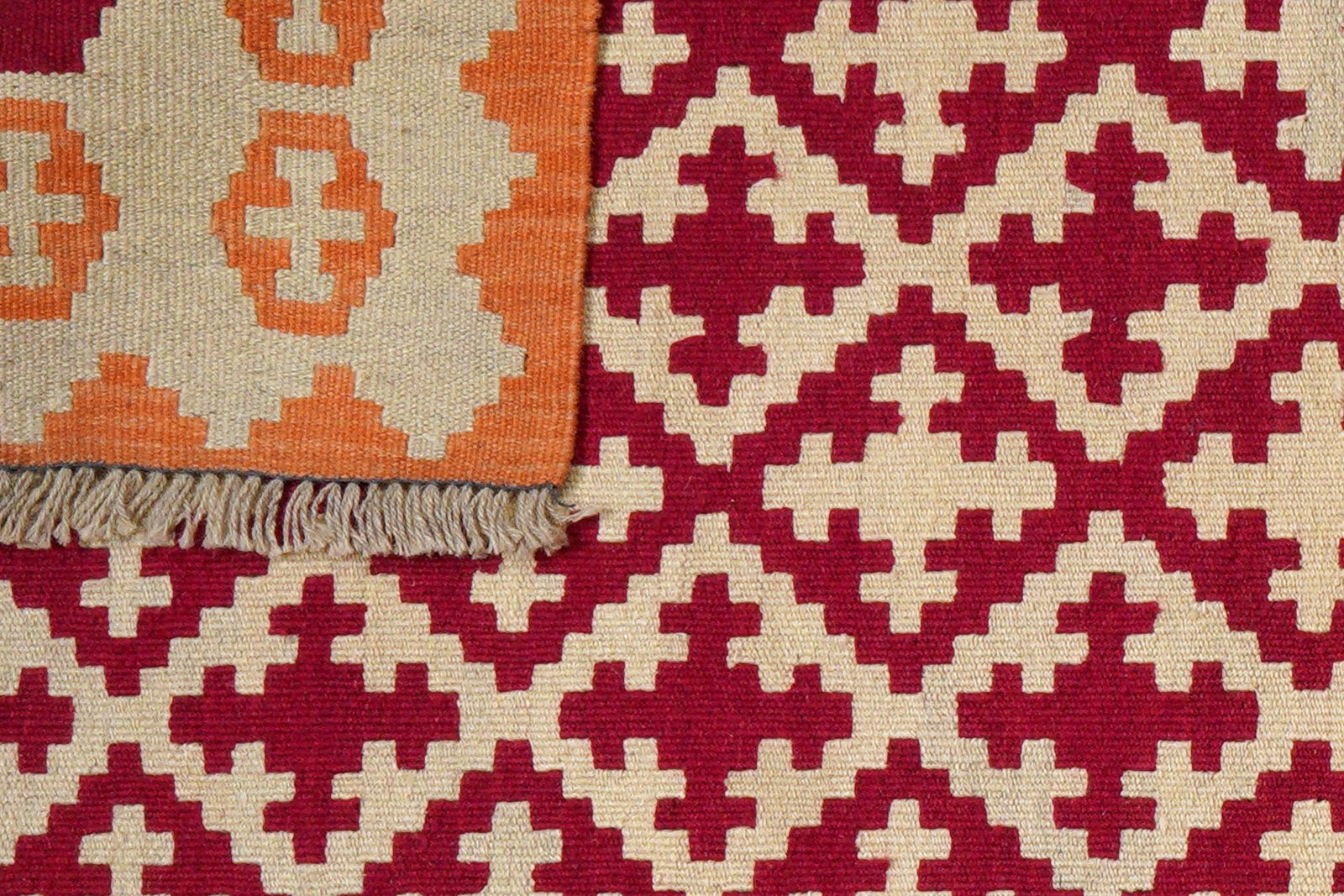 Kelim Gashgai — Handmade, 105x151 cm, Red, 100% Virgin Wool | View 6