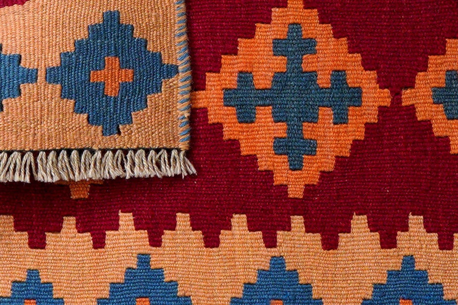 Kelim Gashgai — Handgefertigt, 89x57 cm, Beige, 100% Virgin Wool | View 7