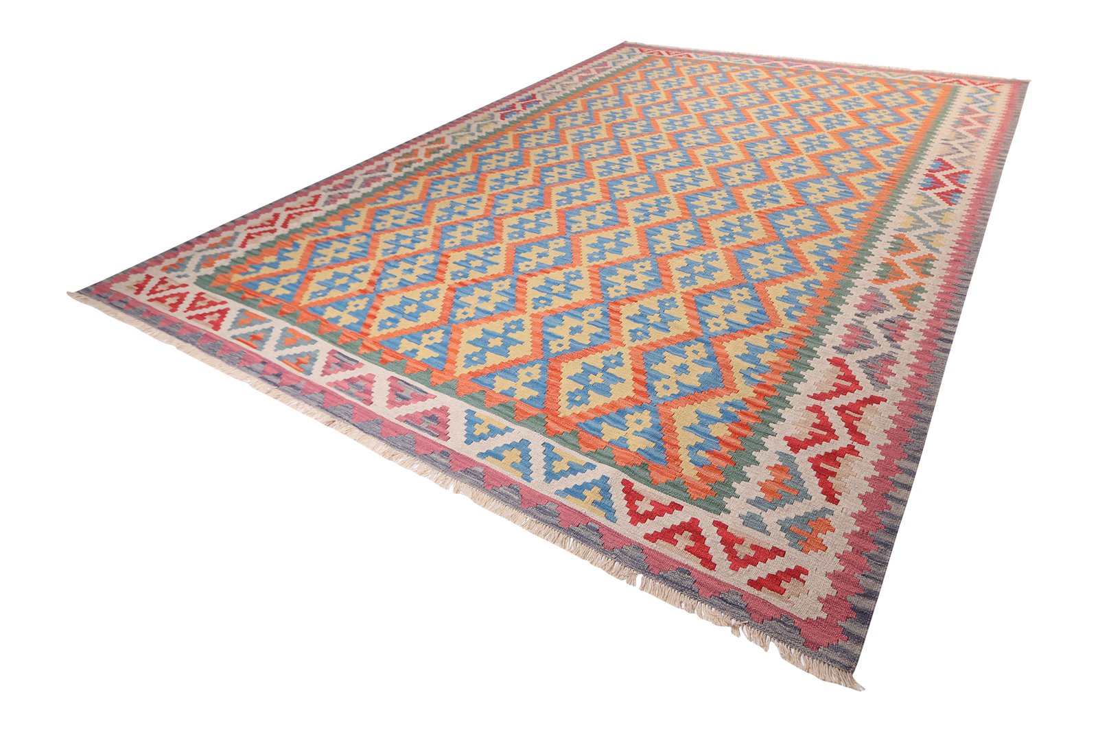 Kelim Gashgai — Handmade, 300x385 cm, Orange, 100% Virgin Wool | View 5