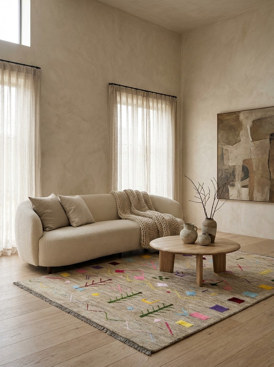Gabbeh Basi — Hand-knotted, 150x198 cm, Grey, 100% Virgin Wool | Detail view