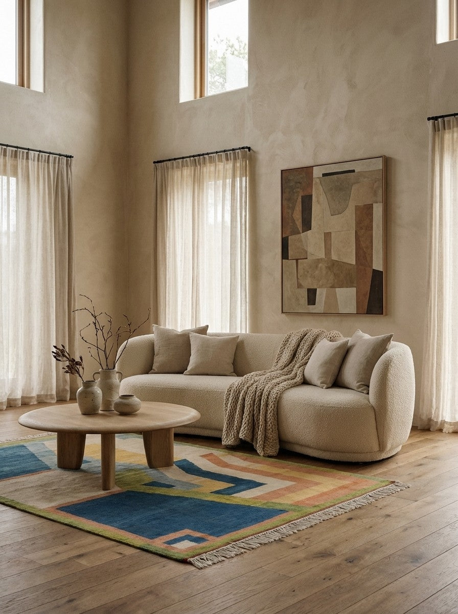 Konya — Hand-knotted, 145x215 cm, Multicolor, 100% Virgin Wool | Detail view