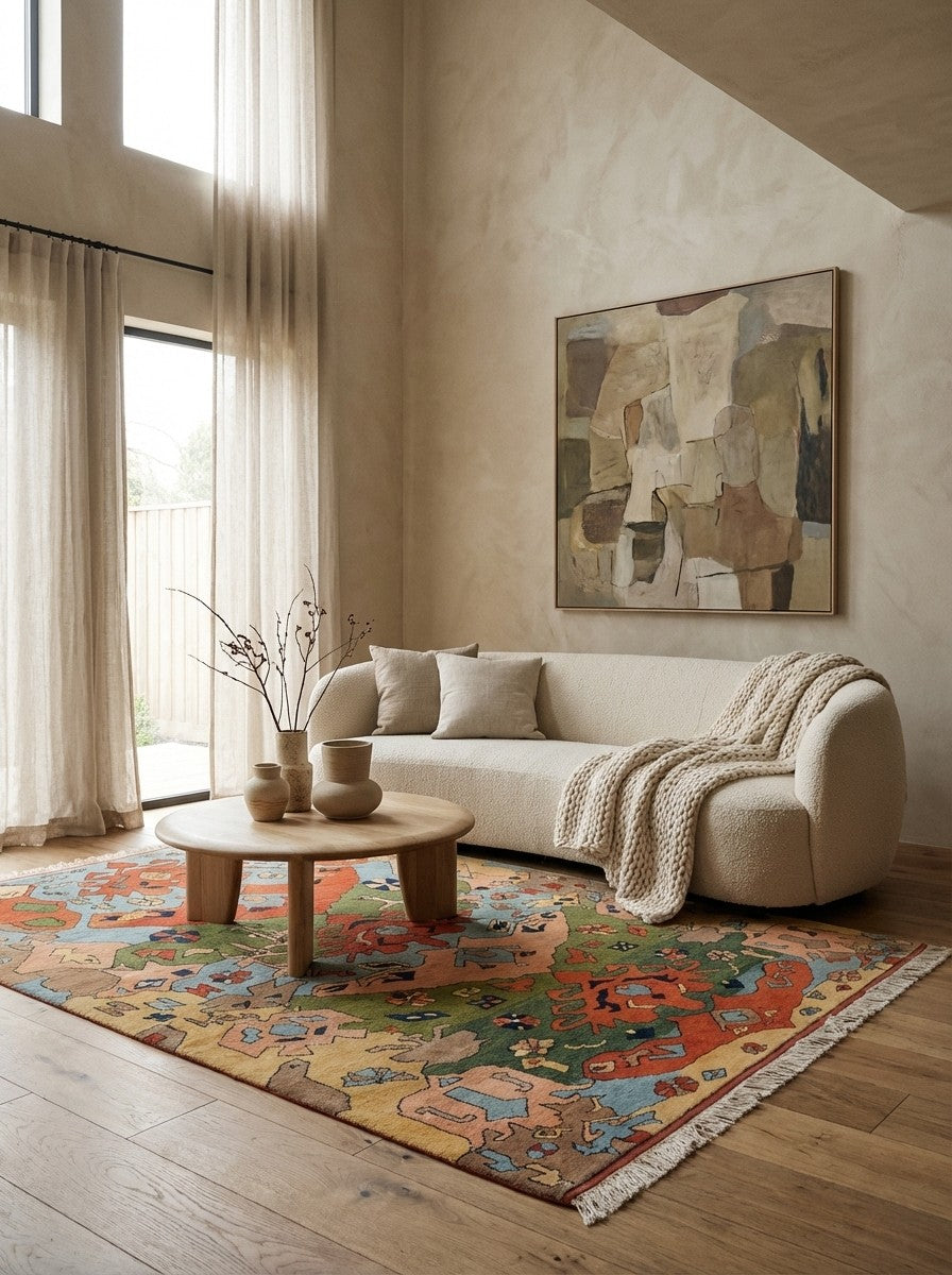 Konya — Hand-knotted, 165x239 cm, Multicolor, 100% Virgin Wool | Detail view