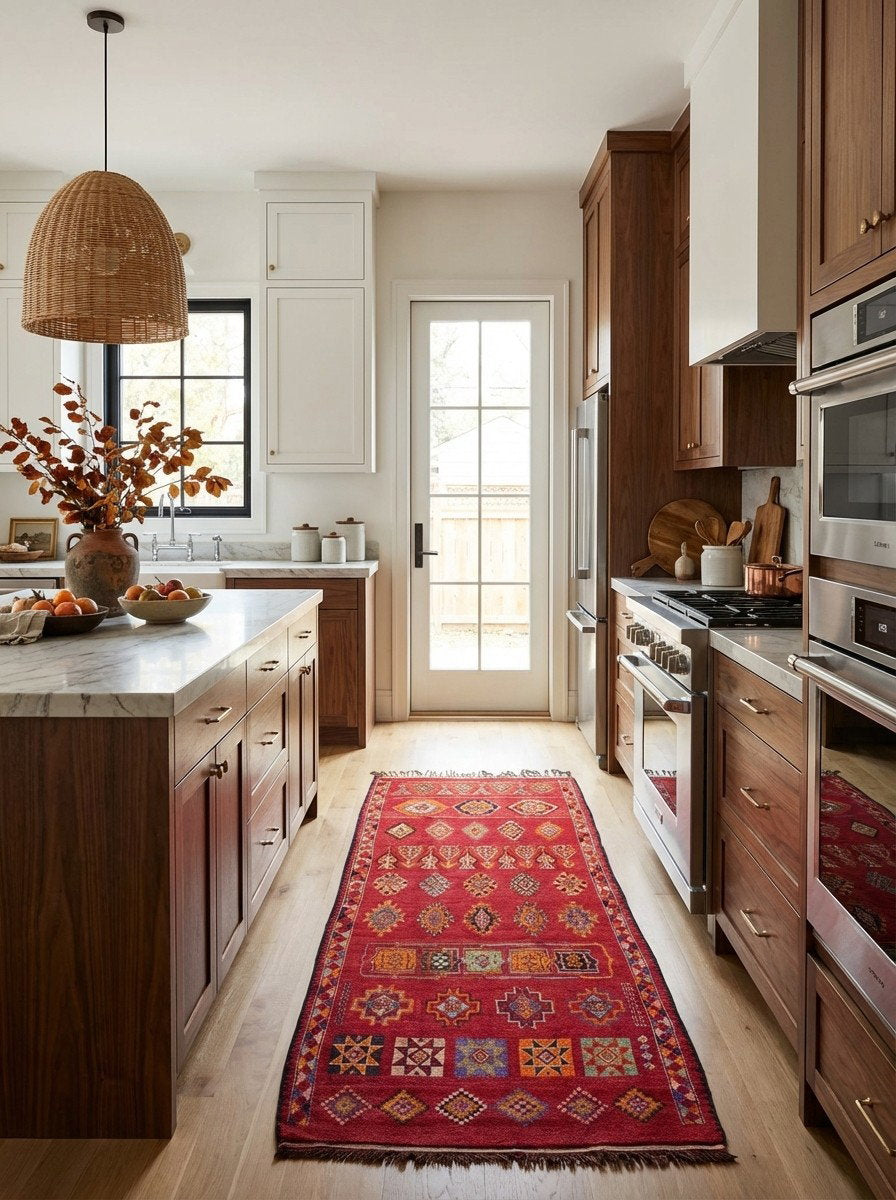 Al Haouz Sara — Handgefertigt, 500x205 cm, 100% Virgin Wool | Back view