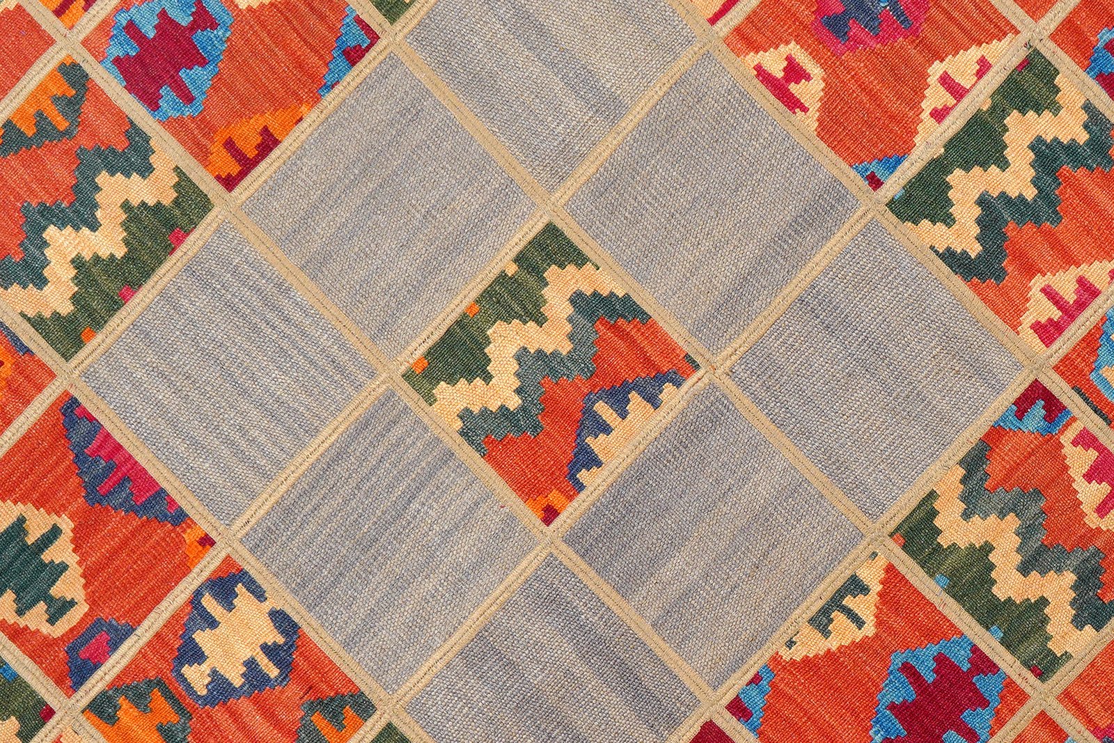 Kelim Tekkeh — Handmade, 150x200 cm, Grey, 100% Virgin Wool | View 5