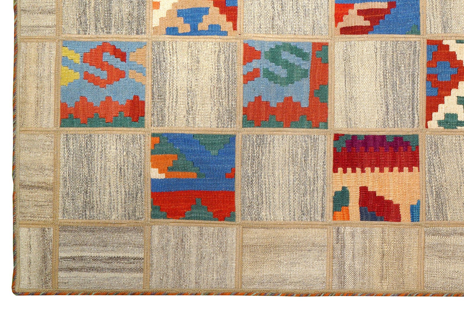 Kelim Tekkeh — Handmade, 150x200 cm, Beige, 100% Virgin Wool | View 3