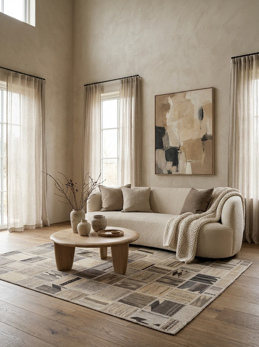 Kelim Tekkeh — Handmade, 150x200 cm, Beige, 100% Virgin Wool | Detail view