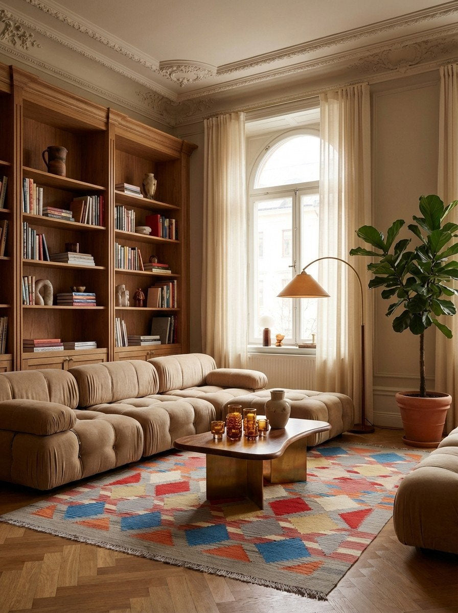 Kelim Gashgai — Handgefertigt, 207x156 cm, Bunt, 100% Virgin Wool | Back view