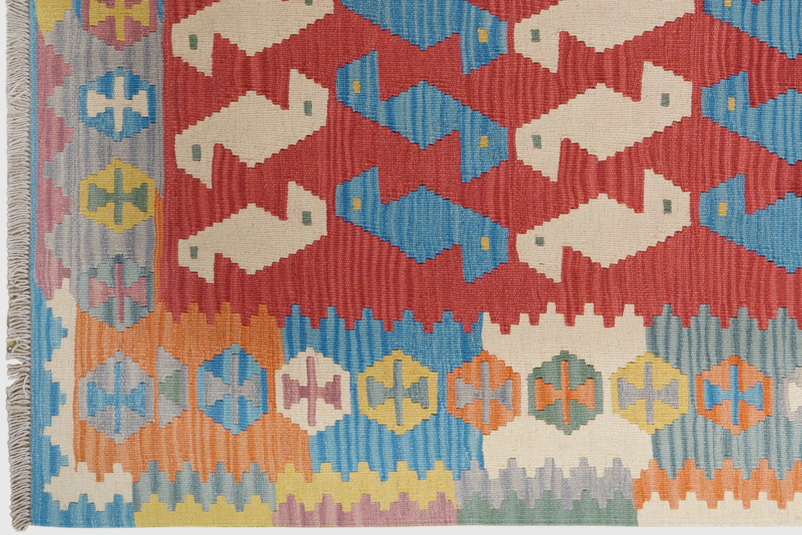 Kelim Gashgai — Handmade, 174x236 cm, Red, 100% Virgin Wool | View 3