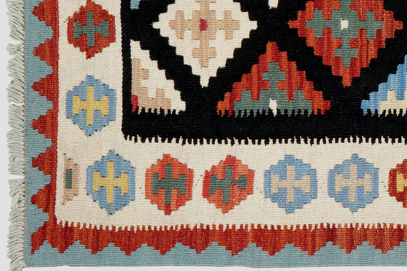 Kelim Gashgai — Handmade, 101x157 cm, Black, 100% Virgin Wool | View 3