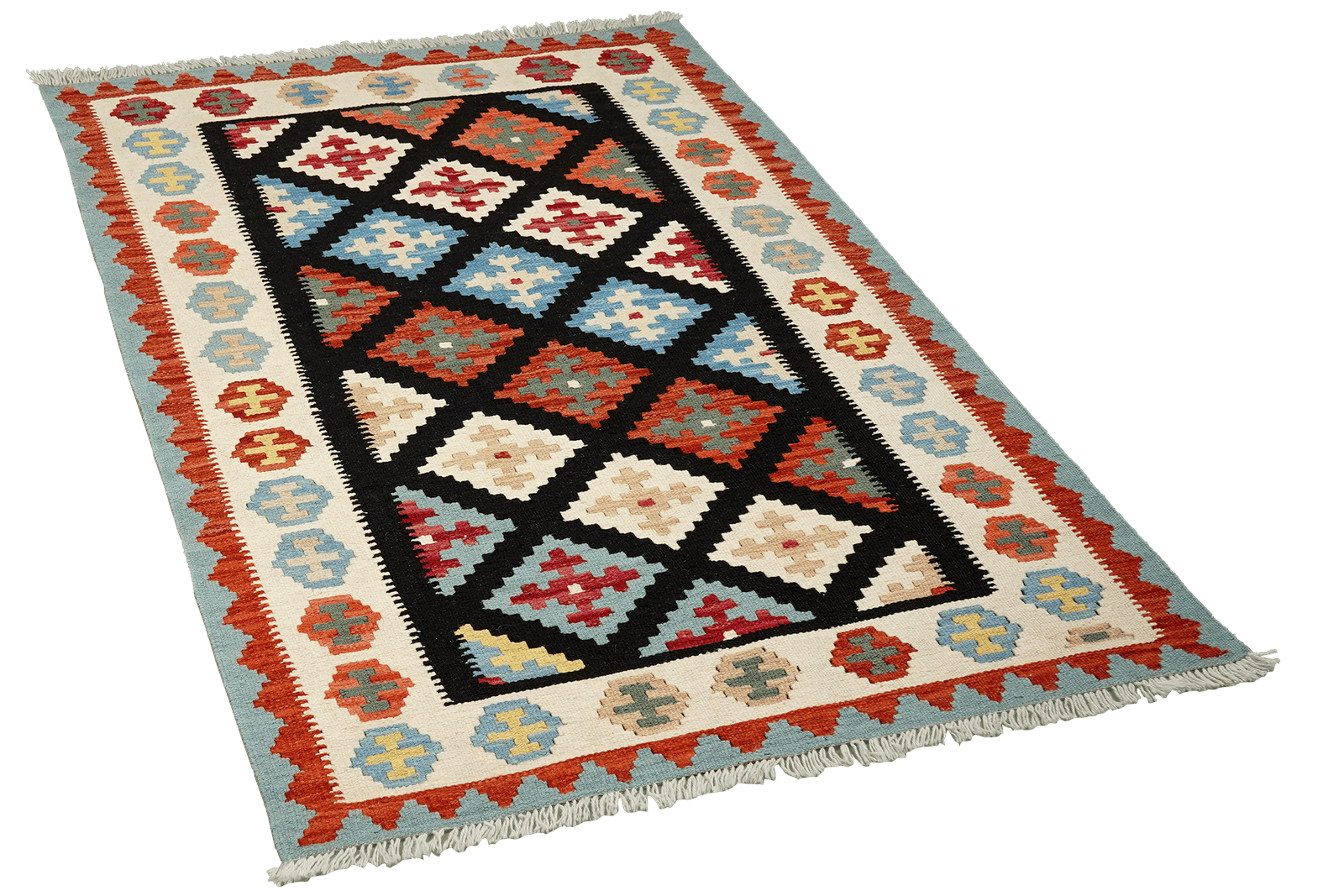 Kelim Gashgai — Handmade, 101x157 cm, Black, 100% Virgin Wool | View 4