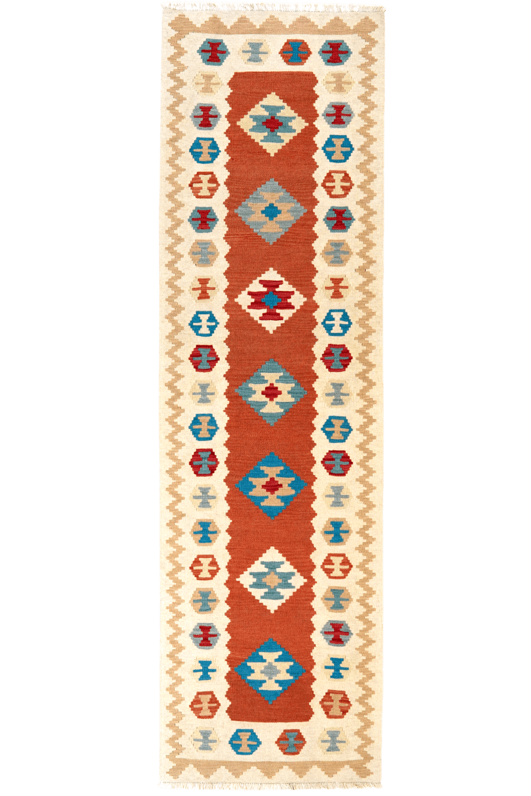 Kelim Gashgai — Handmade, 83x297 cm, Red, 100% Virgin Wool | Main view