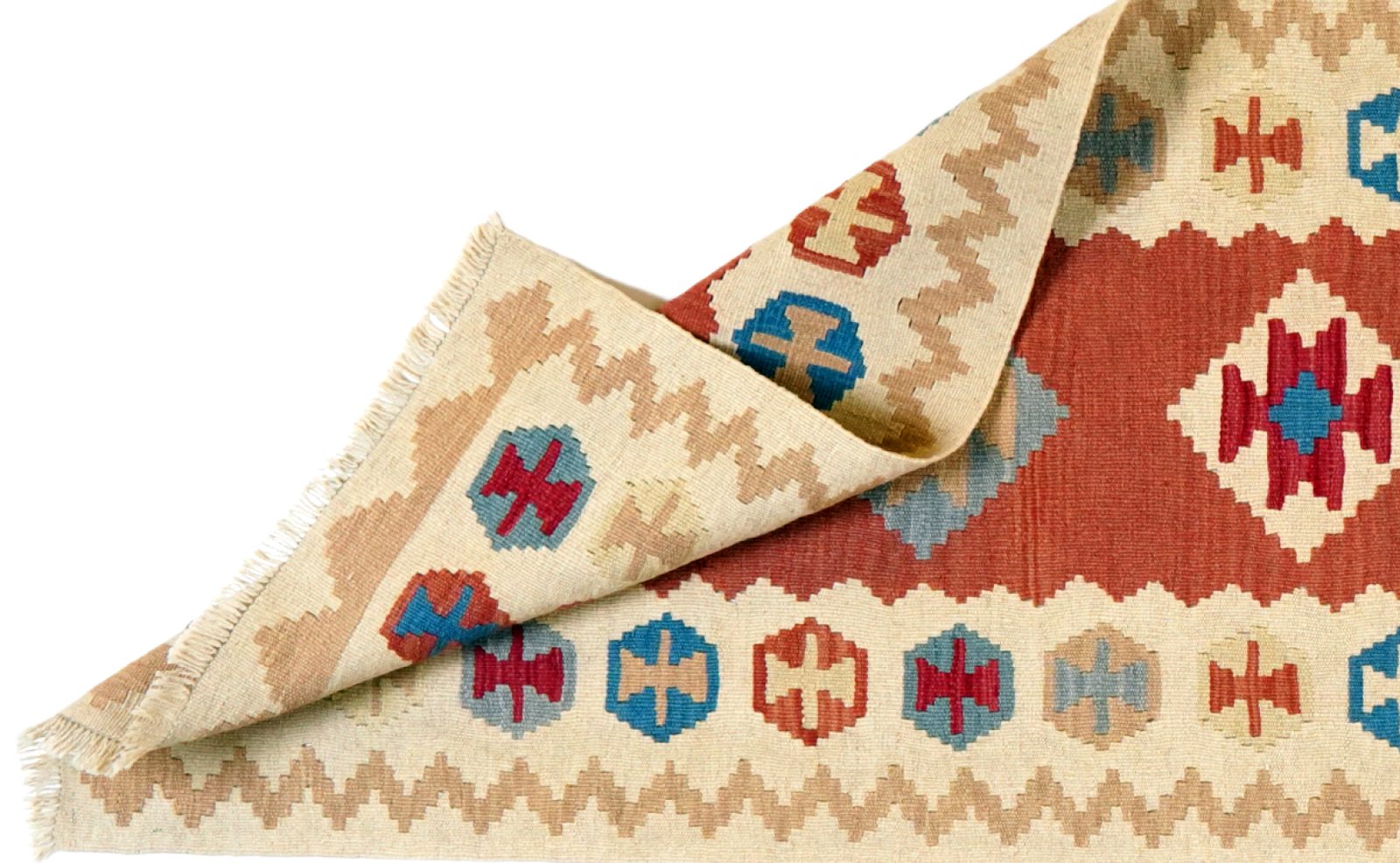 Kelim Gashgai — Handgefertigt, 297x83 cm, Beige, 100% Virgin Wool | View 6