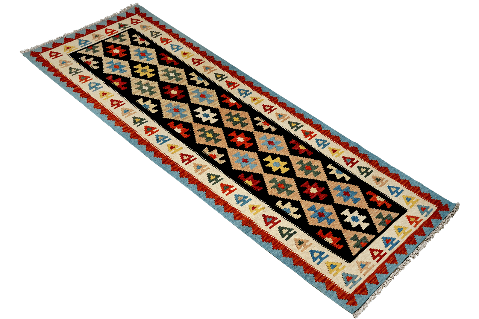 Kelim Gashgai — Handmade, 88x295 cm, Black, 100% Virgin Wool | View 4