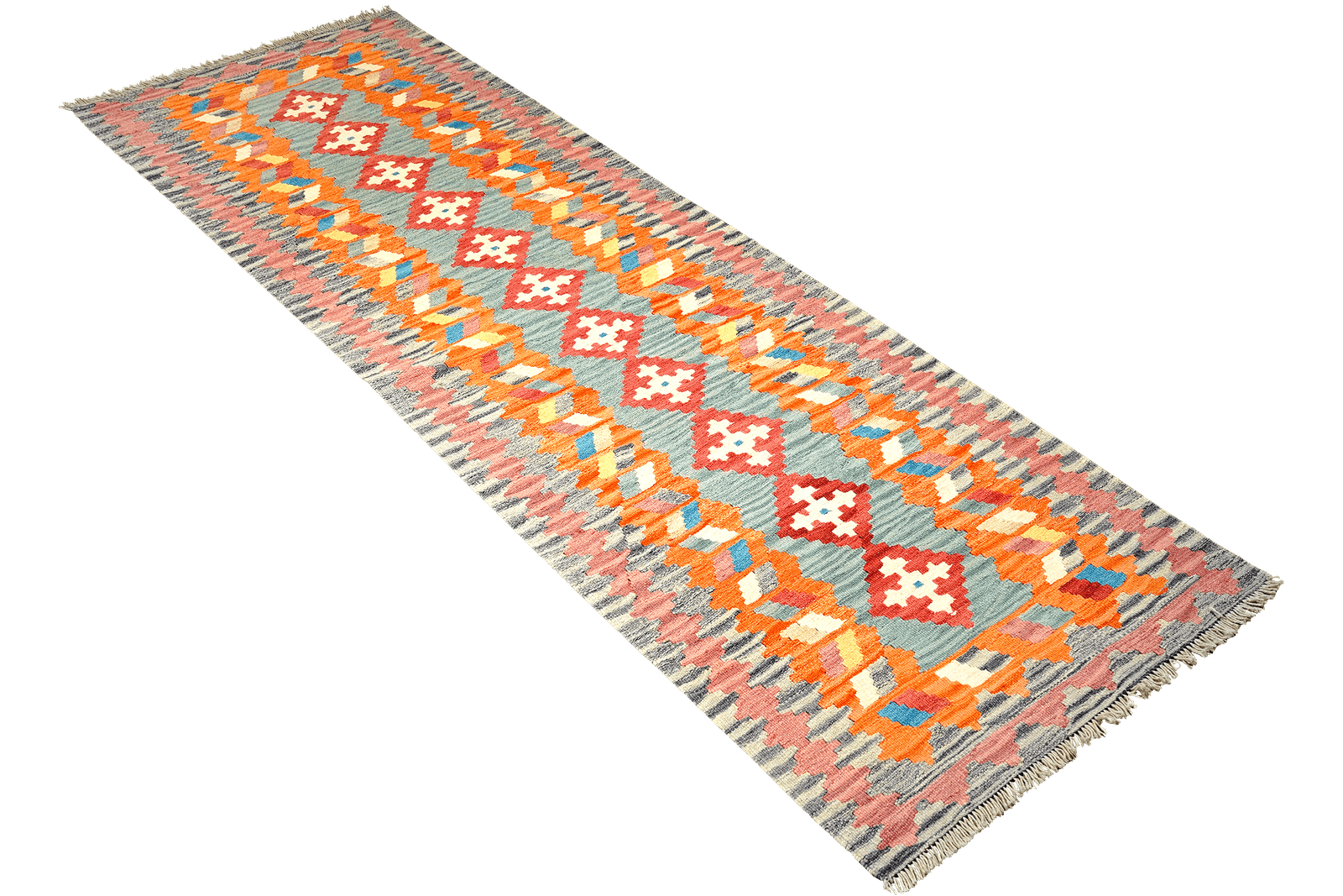 Kelim Gashgai — Handmade, 82x286 cm, Blue, 100% Virgin Wool | View 4