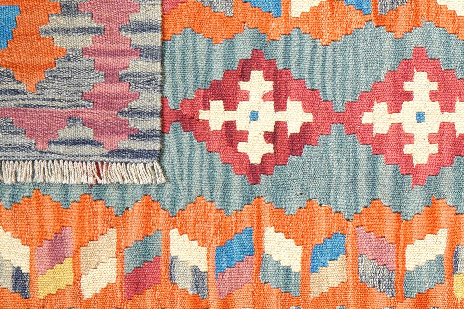 Kelim Gashgai — Handmade, 82x286 cm, Blue, 100% Virgin Wool | View 6