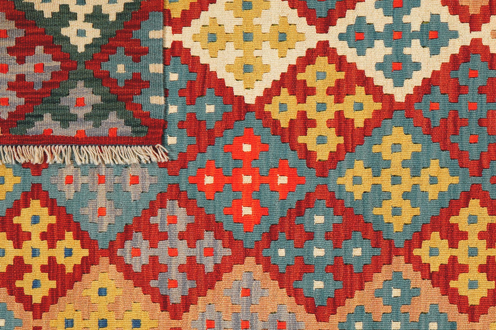 Kelim Gashgai — Handgefertigt, 182x132 cm, Bunt, 100% Virgin Wool | View 7