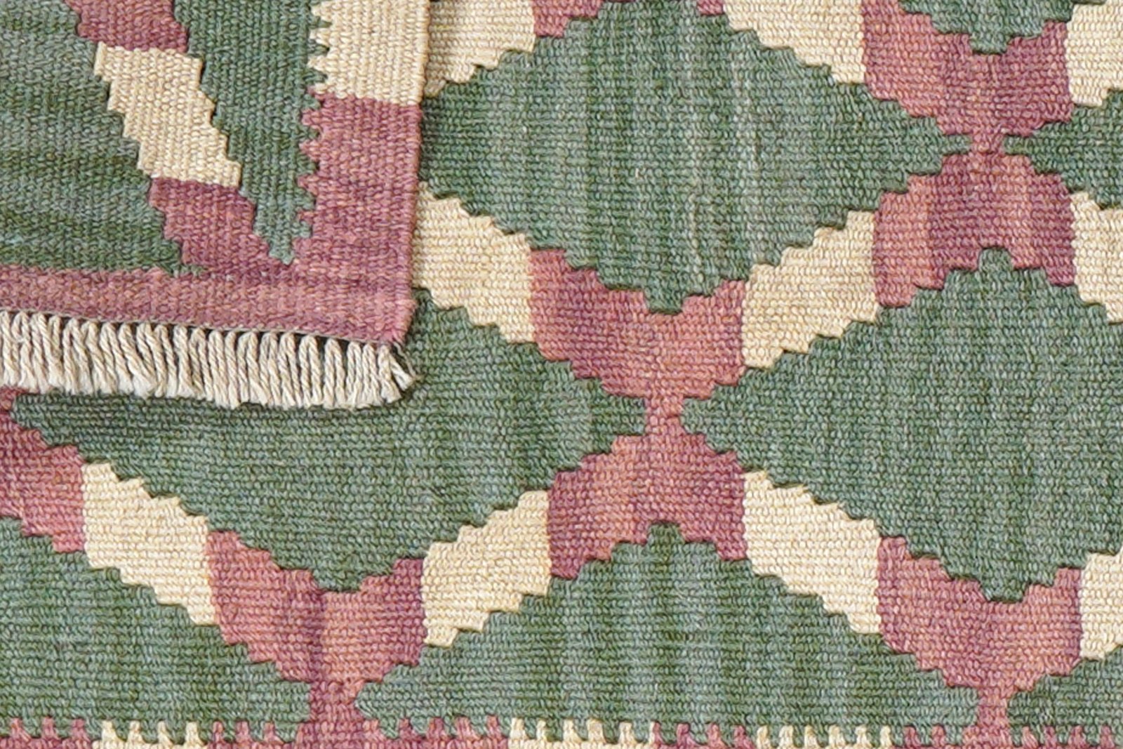 Kelim Gashgai — Handmade, 46x60 cm, Green, 100% Virgin Wool | View 6