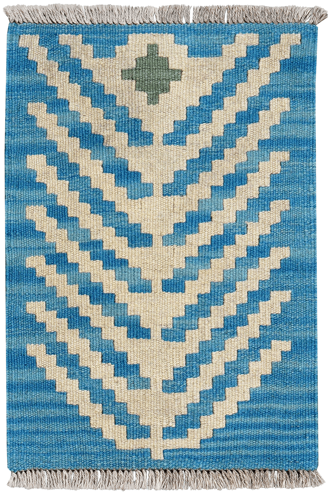 Kelim Gashgai — Handmade, 39x58 cm, Blue, 100% Virgin Wool | Main view