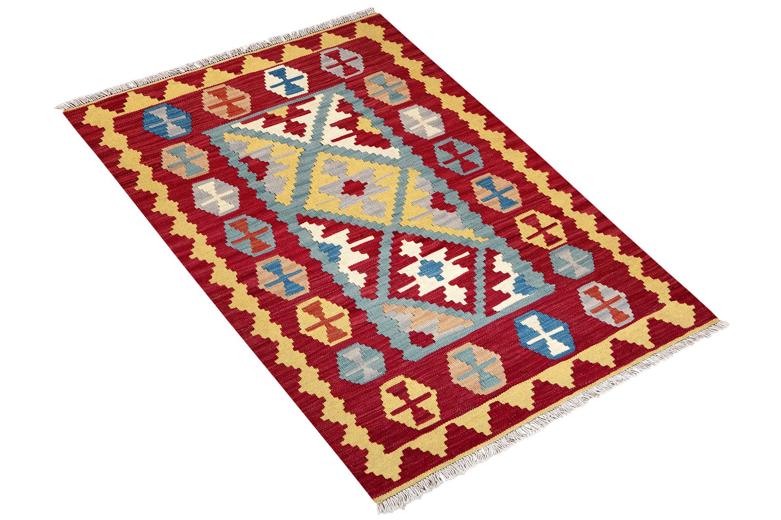Kelim Gashgai — Handmade, 102x150 cm, Blue, 100% Virgin Wool | View 4