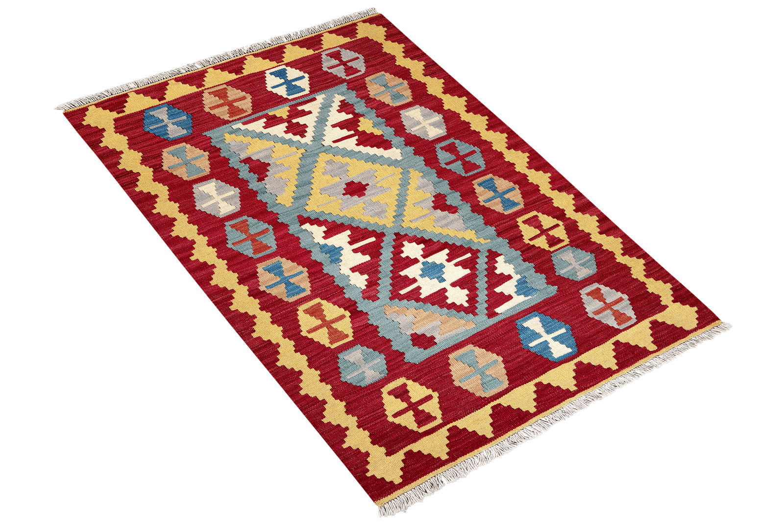 Kelim Gashgai — Handmade, 102x150 cm, Blue, 100% Virgin Wool | View 4