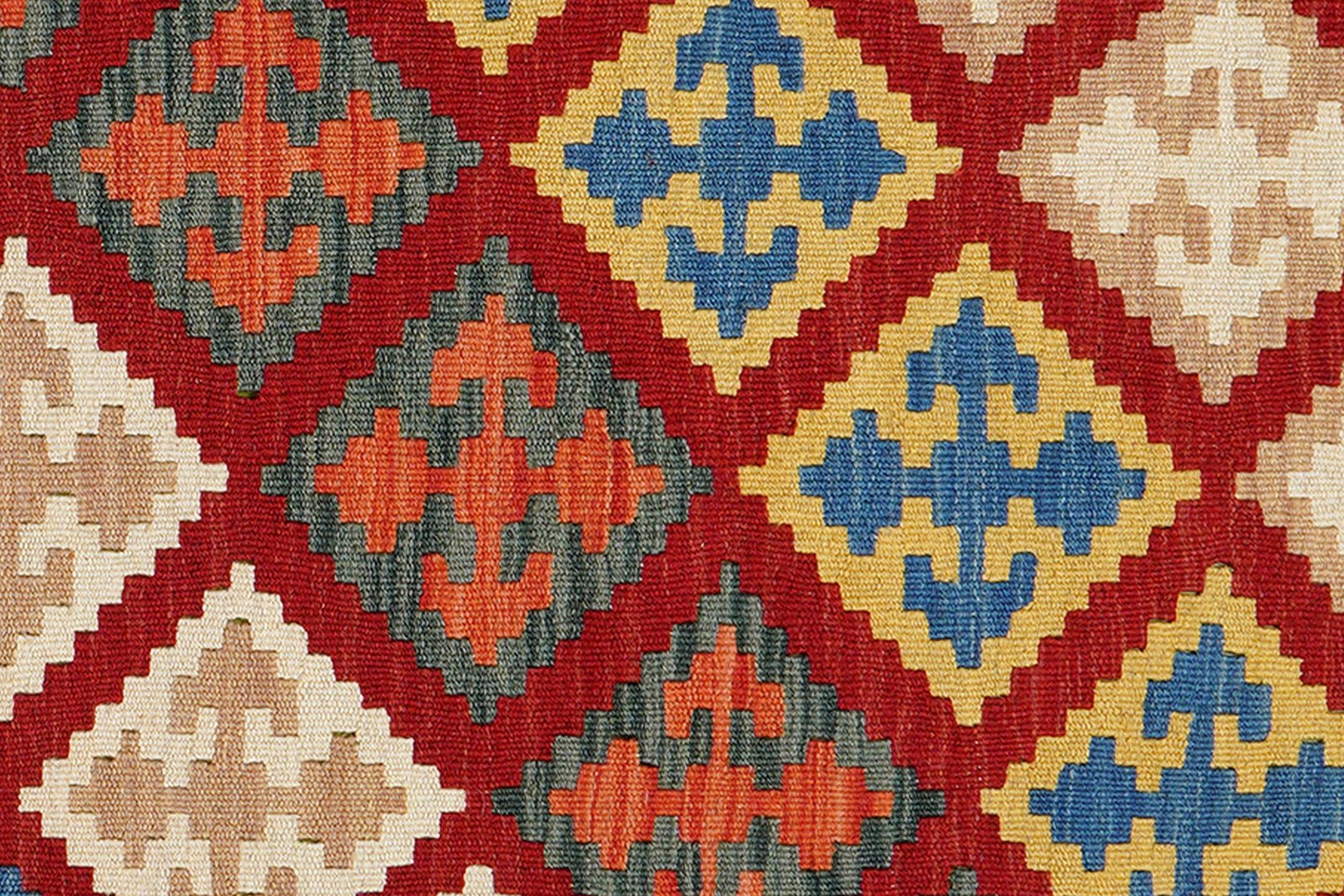 Kelim Gashgai — Handmade, 122x178 cm, Red, 100% Virgin Wool | View 5
