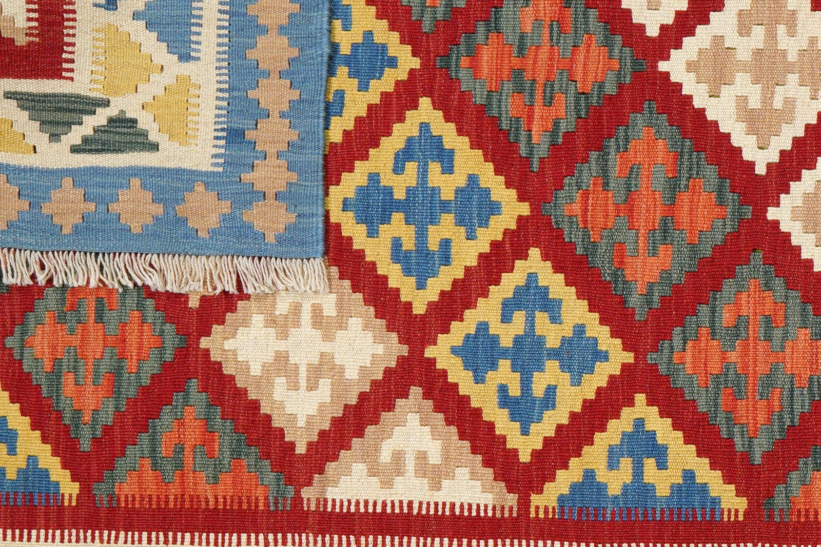 Kelim Gashgai — Handmade, 122x178 cm, Red, 100% Virgin Wool | View 6