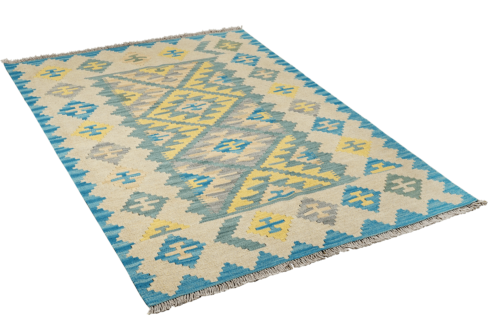 Kelim Gashgai — Handmade, 126x177 cm, Green, 100% Virgin Wool | View 4