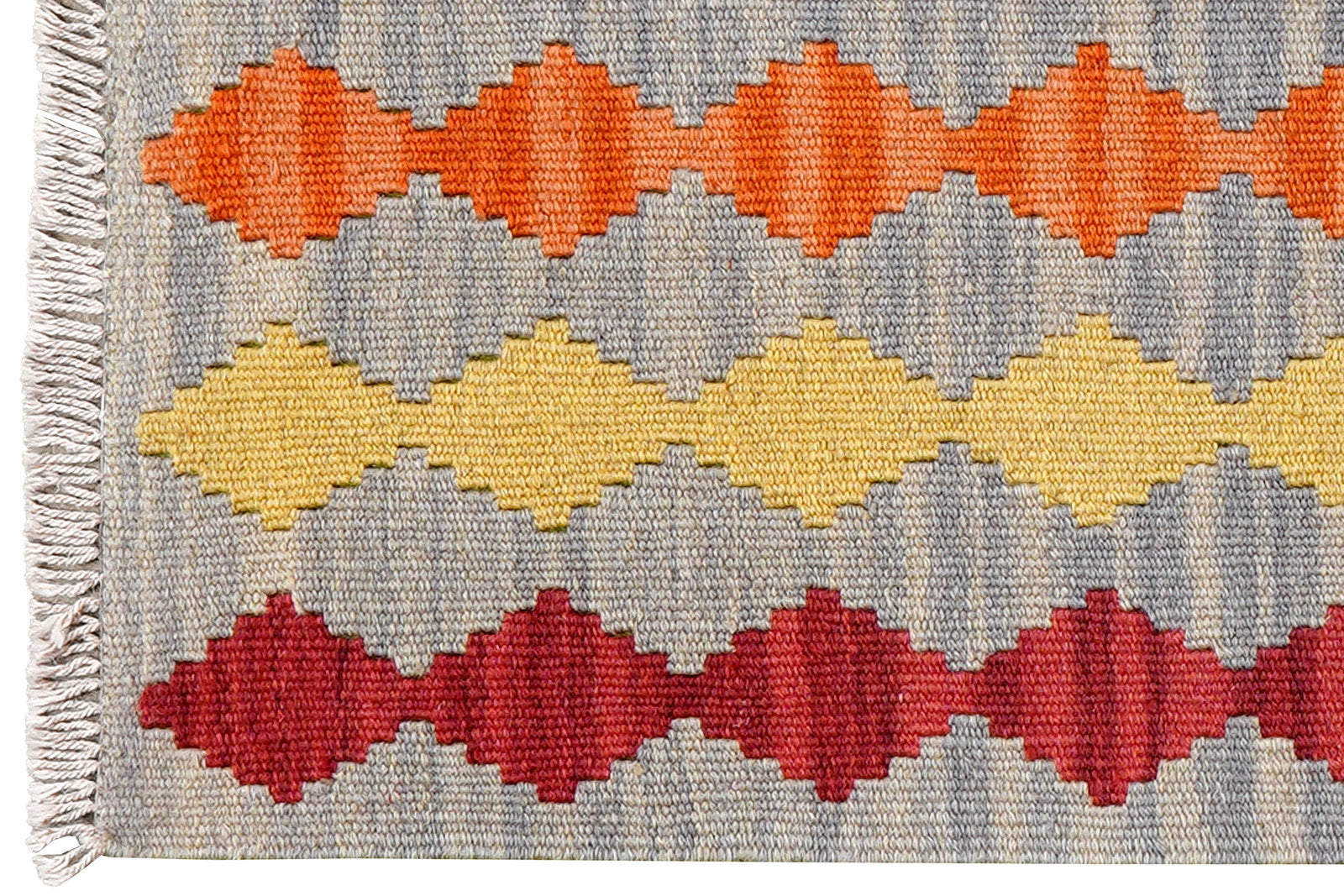 Kelim Gashgai — Handgefertigt, 88x63 cm, Grau, 100% Virgin Wool | View 4