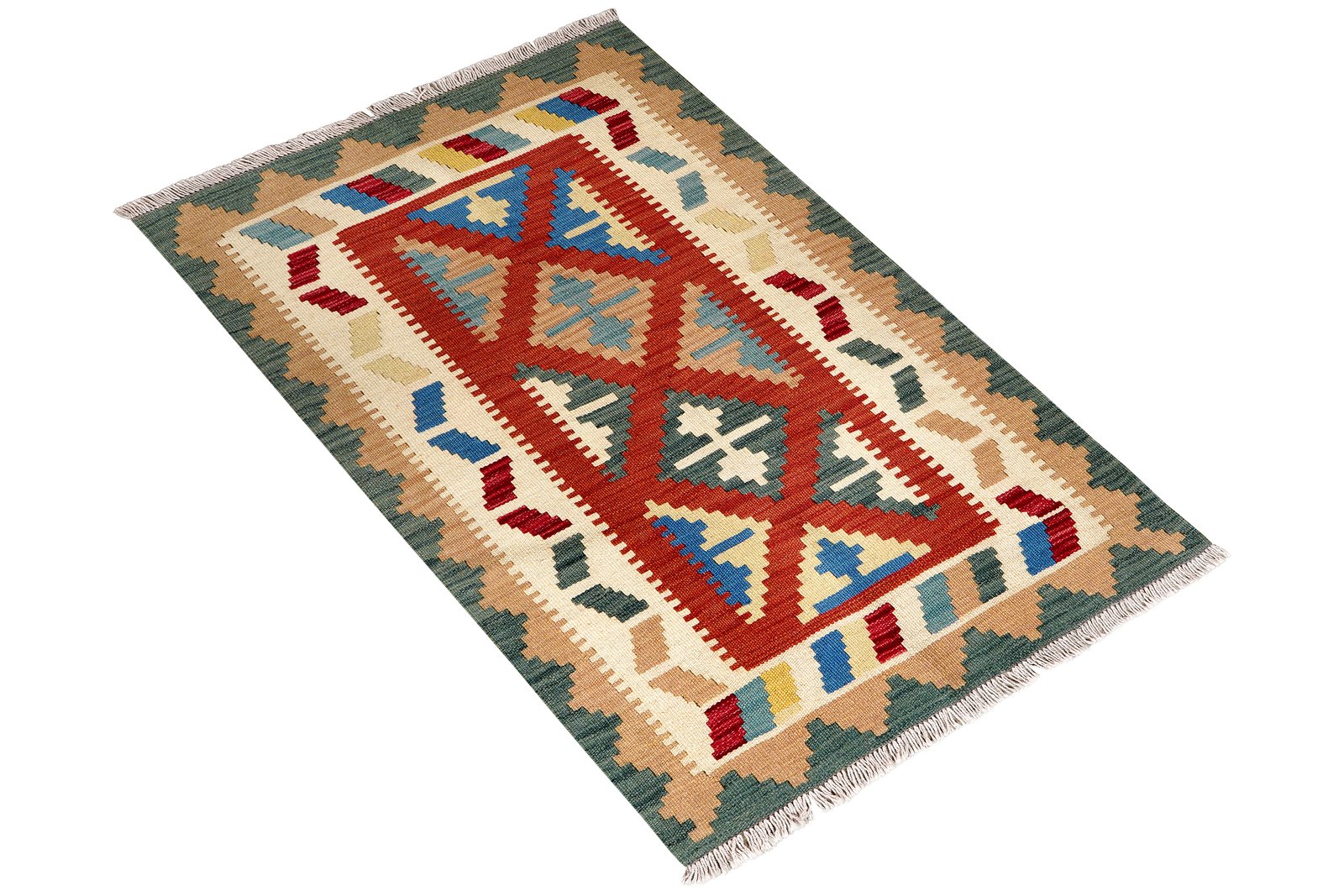 Kelim Gashgai — Handmade, 85x127 cm, Red, 100% Virgin Wool | View 4
