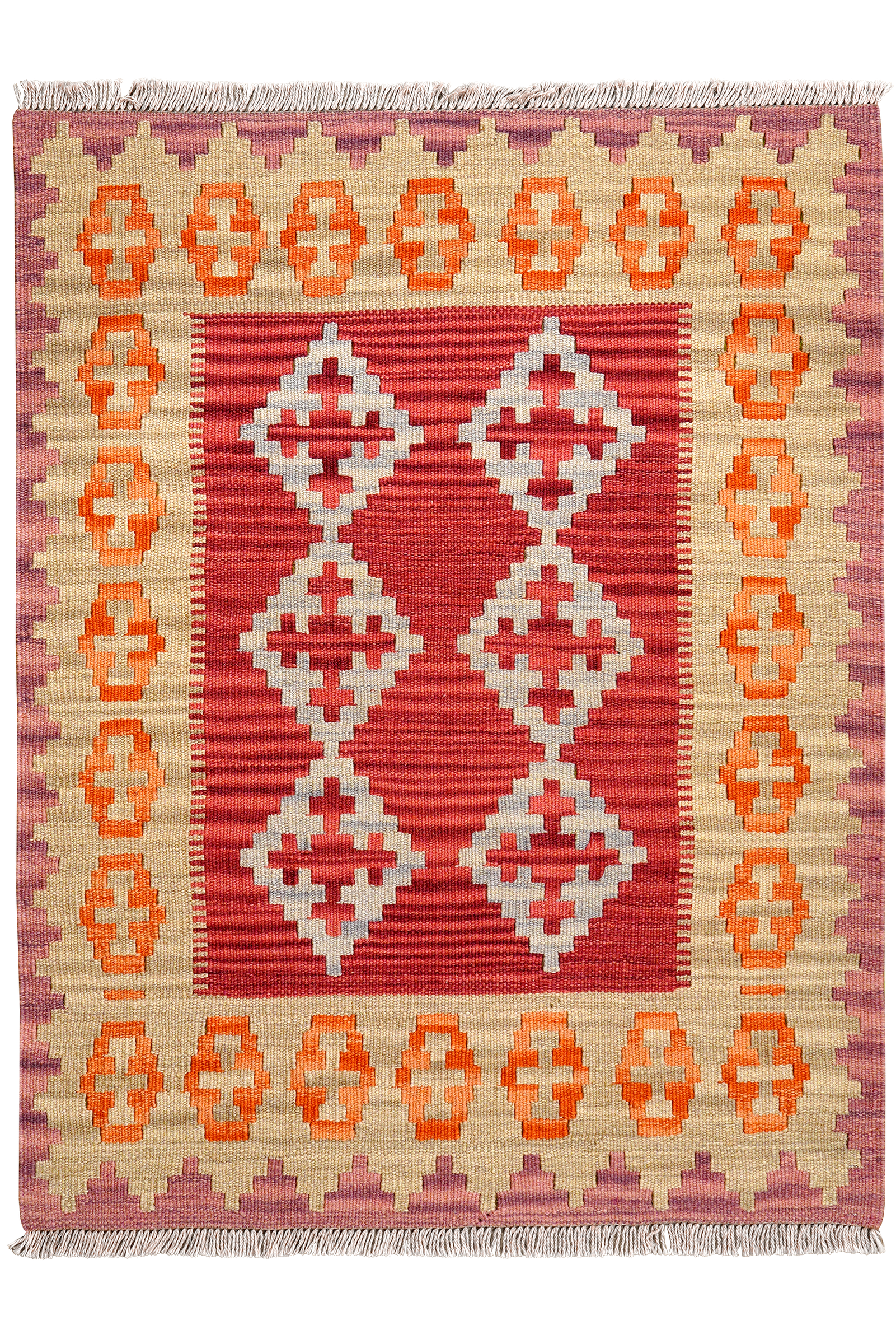 Kelim Gashgai — Handmade, 85x111 cm, Red, 100% Virgin Wool | Main view